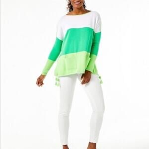 Lilly Pulitzer Colorblock Westwood Pullover Sweater Women Size‎ M Myrtle Green